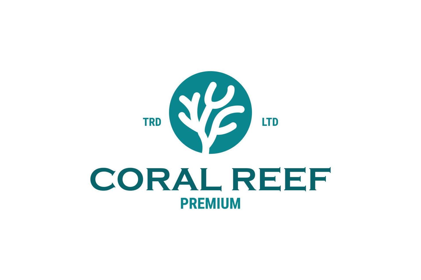 Flat coral reef logo design vector template illustration