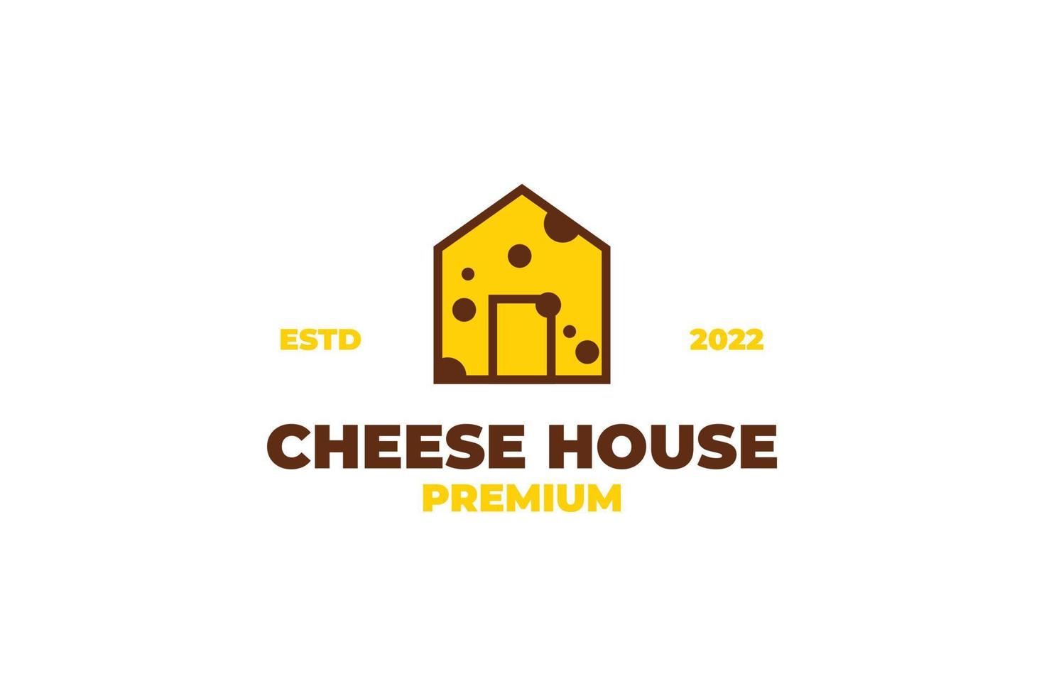 Flat cheese house logo design vector template illustration