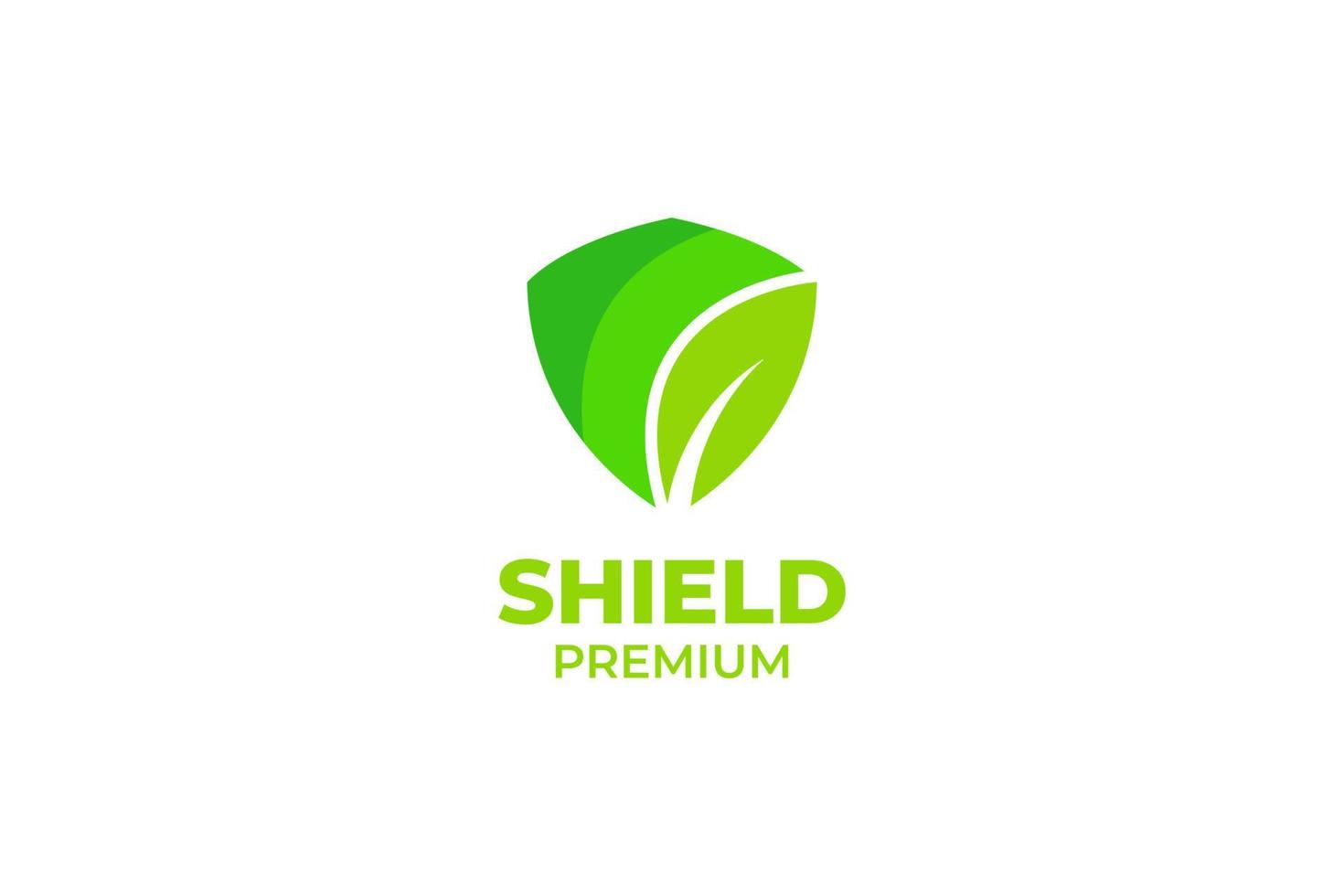 Natural leaves and shield logo design vector template illustration