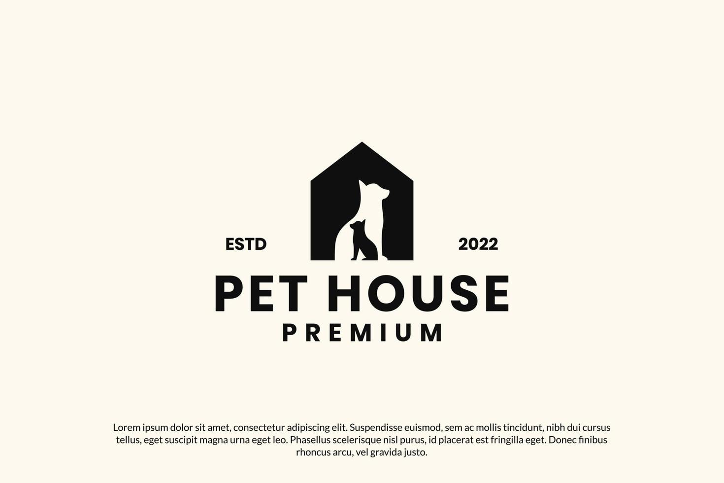 Flat pet house logo design vector template