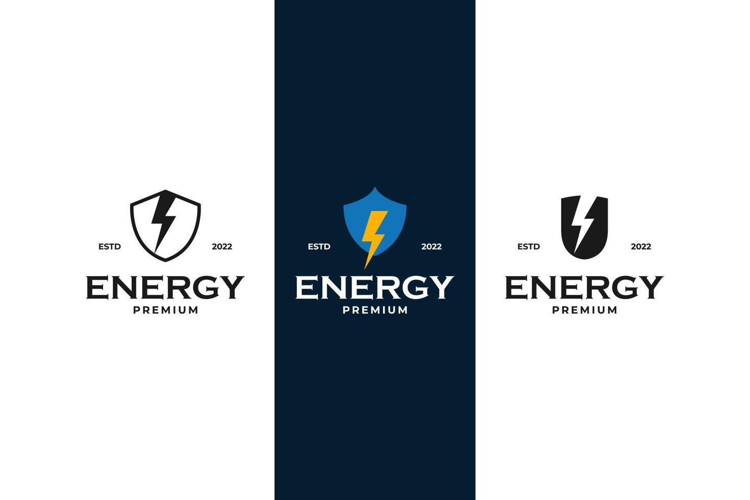Flat set of modern shield energy logo design vector