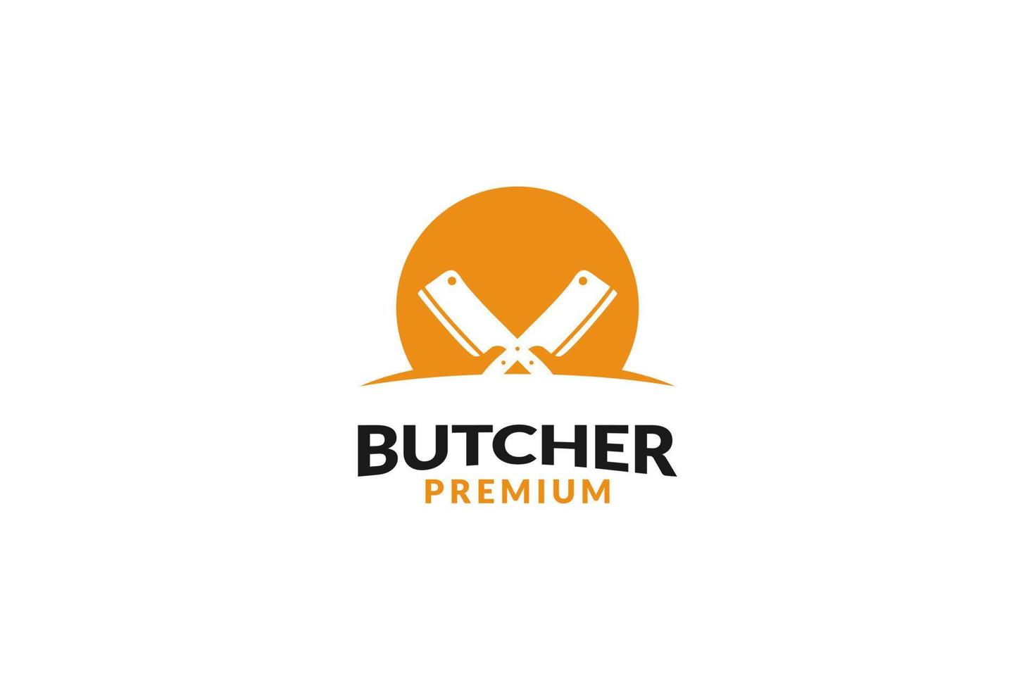 Flat butcher knife logo design vector template illustration