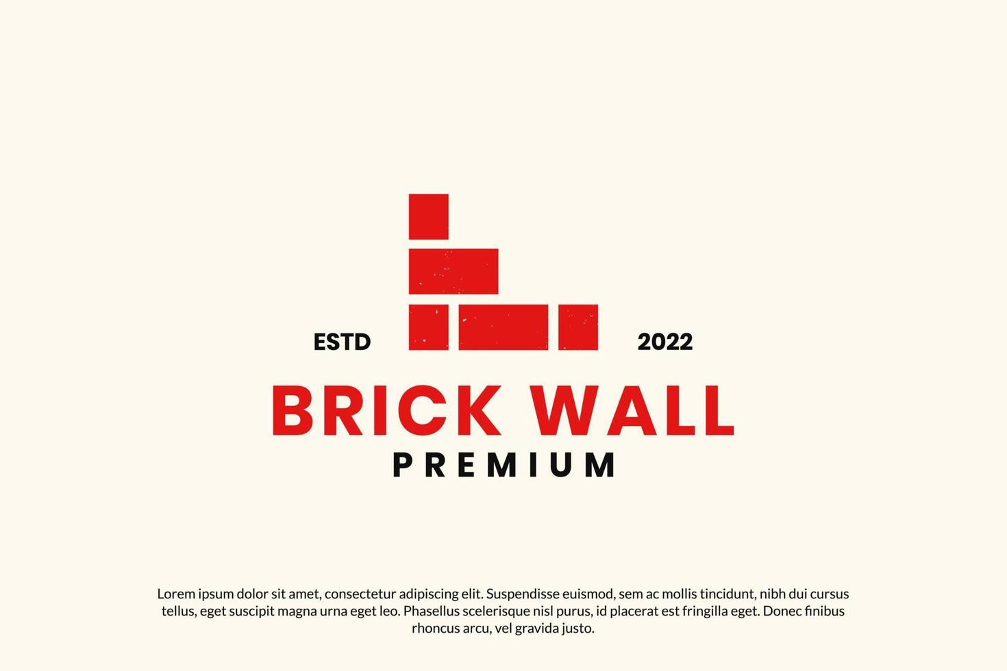 Flat rustic brick wall logo design vector