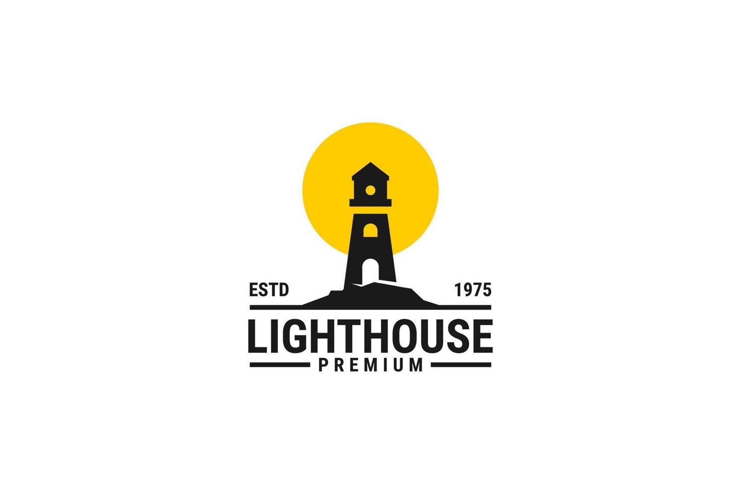 Flat lighthouse logo design vector template illustration