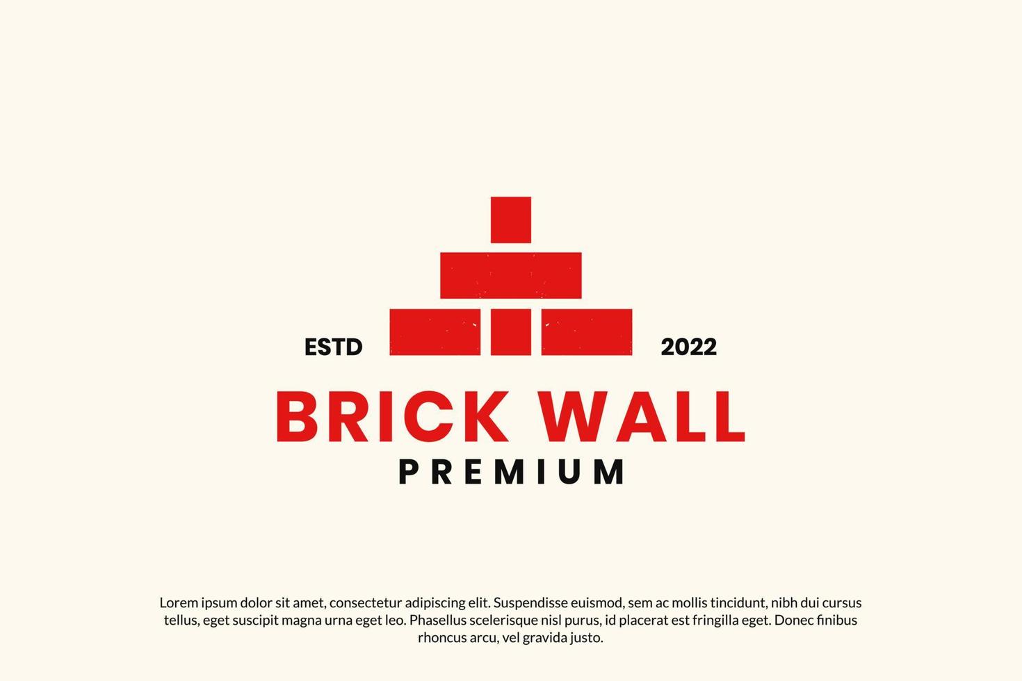 Flat rustic brick wall logo design vector
