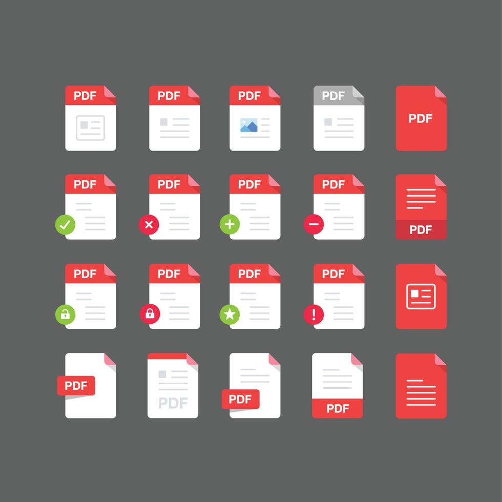 PDF files icon set , vector design element
