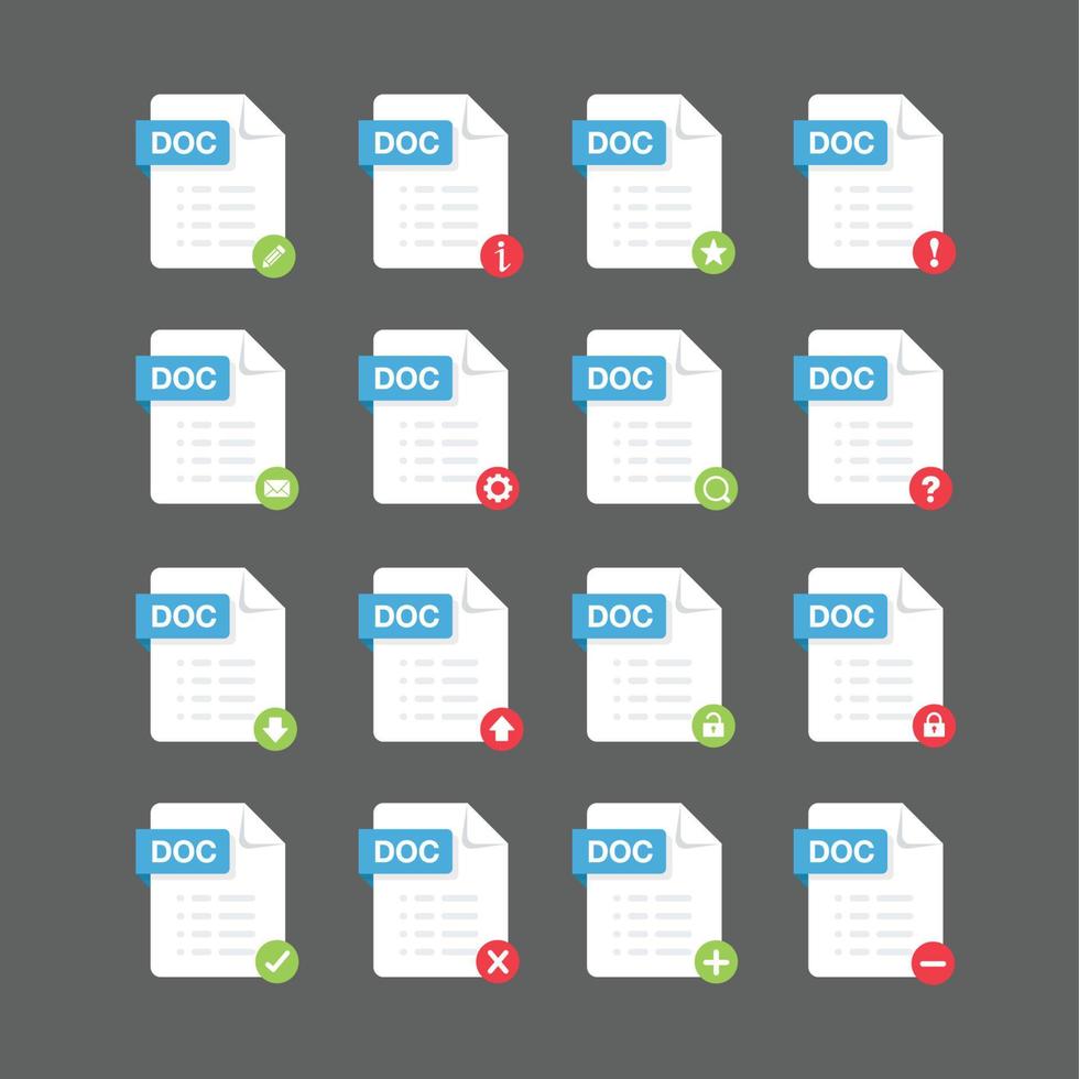 Document Files icon set, Vector Design element