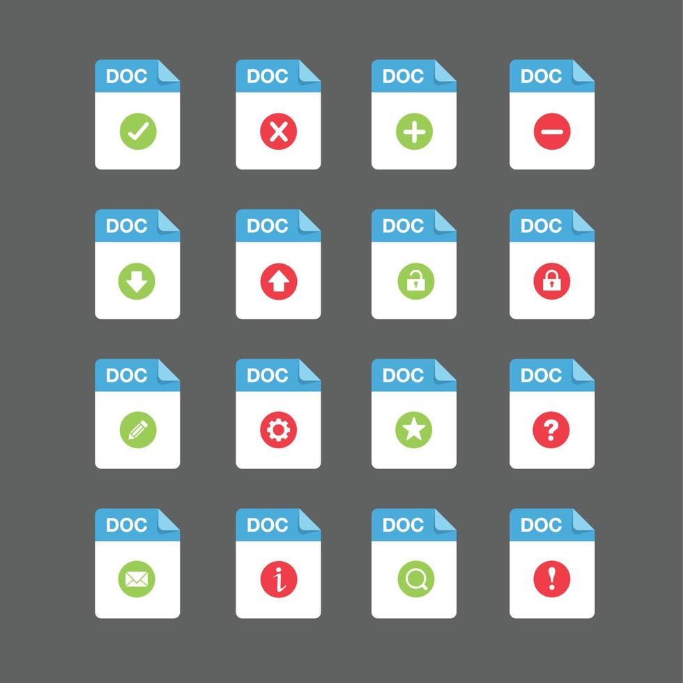 Document Files icon set, Vector Design element