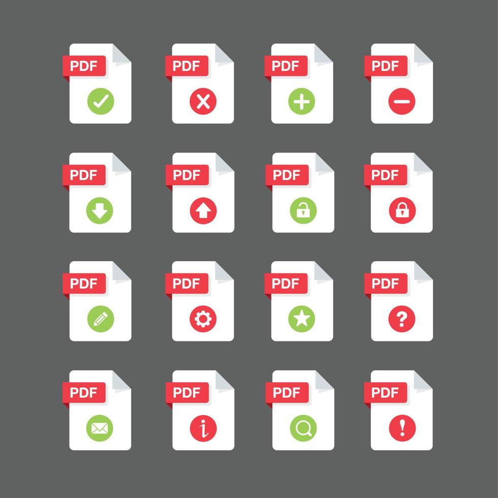 conjunto de iconos de archivos pdf, elemento de diseño vectorial vector