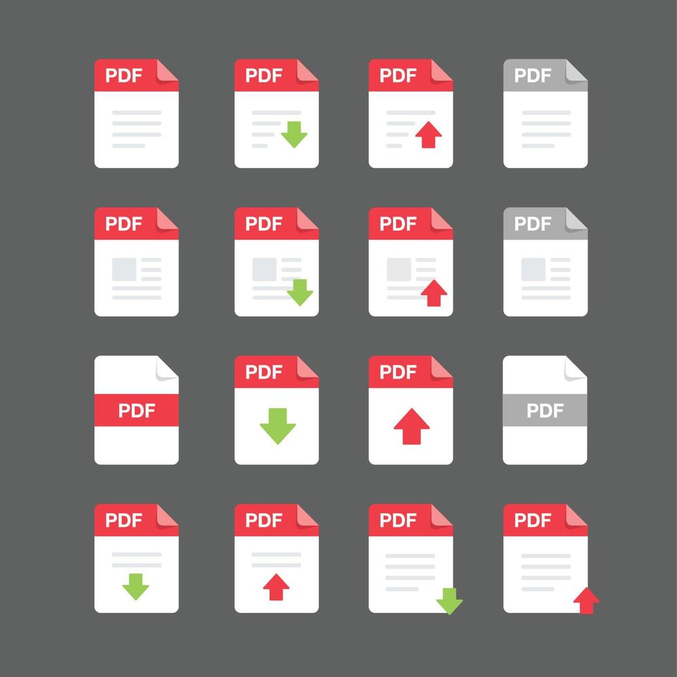 conjunto de iconos de archivos pdf, elemento de diseño vectorial vector