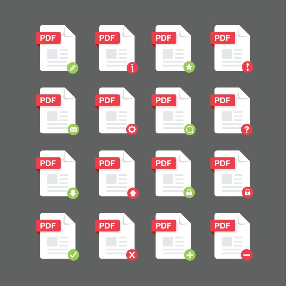 conjunto de iconos de archivos pdf, elemento de diseño vectorial vector