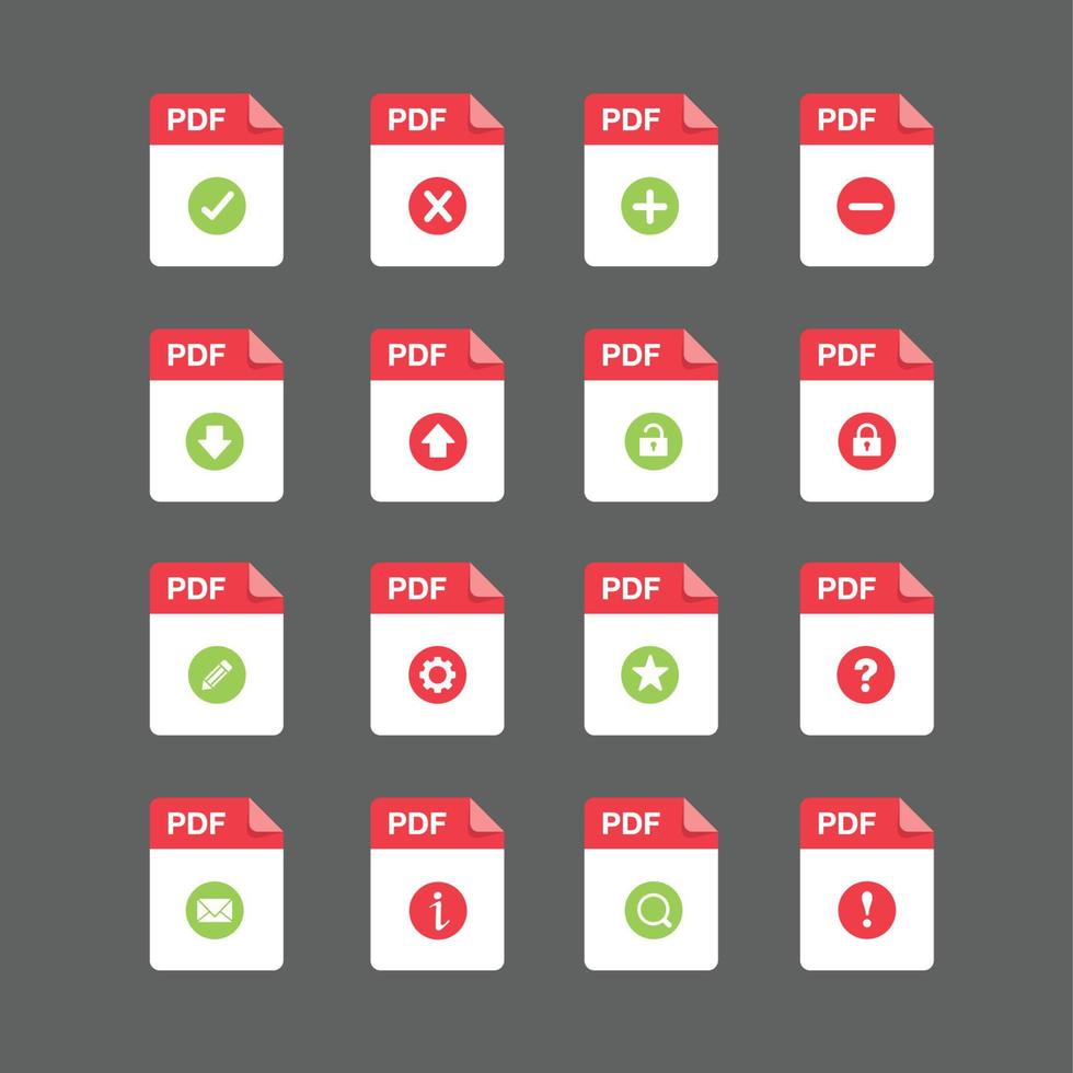 conjunto de iconos de archivos pdf, elemento de diseño vectorial vector