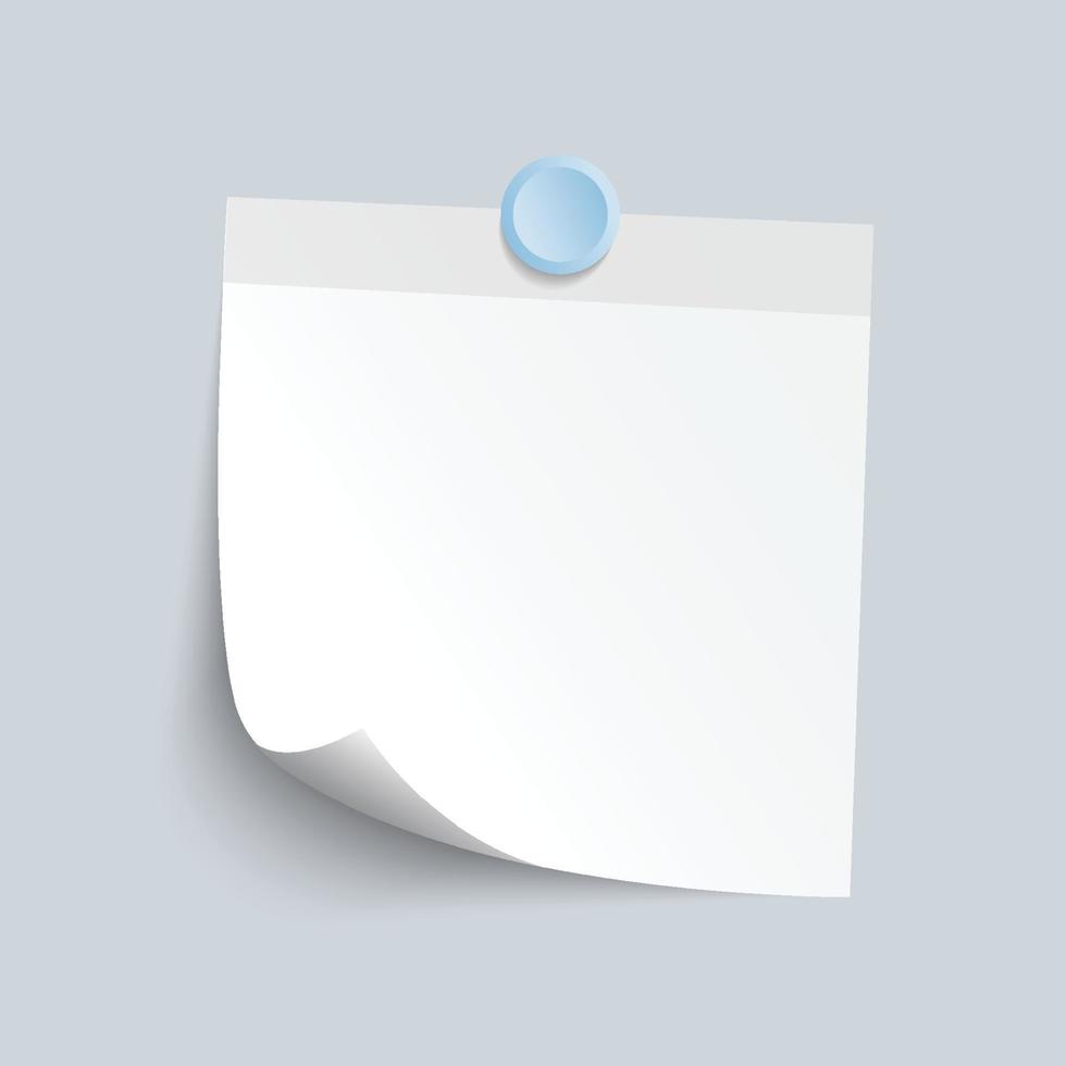 Blank White Sticky Note isolate on gray background, vector illustration