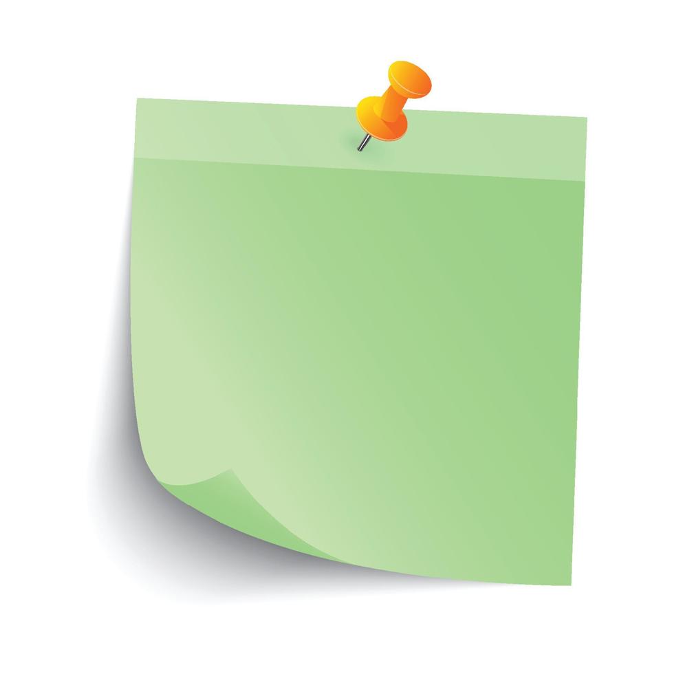 Blank Green Sticky Note isolate on gray background, vector illustration