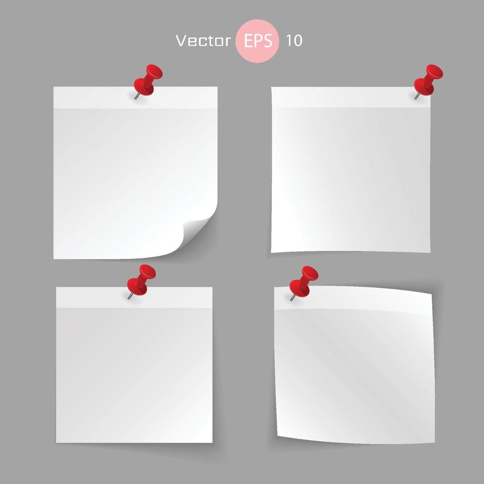 pegar papel de nota con conjunto de colores aislado sobre fondo gris, ilustración vectorial vector