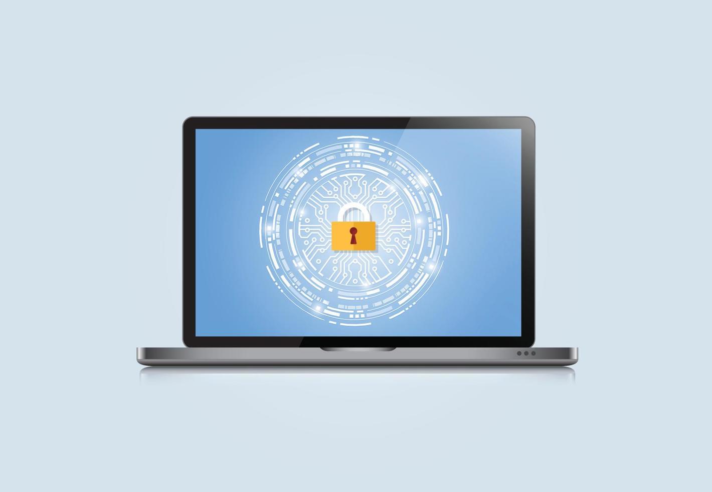 Concept is data security Center .Shield on Computer Laptop protect sensitive data. Internet security. Vector IllustrationPrint