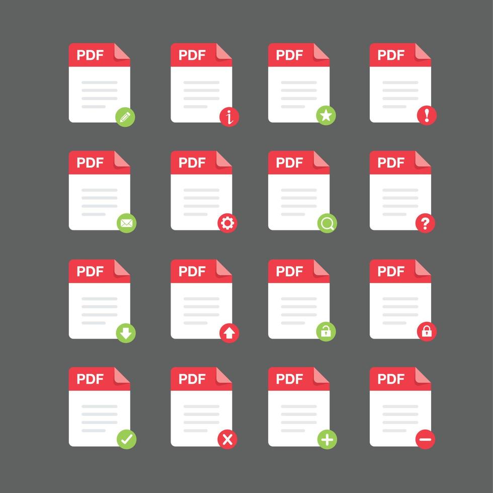 conjunto de iconos de archivos pdf, elemento de diseño vectorial vector