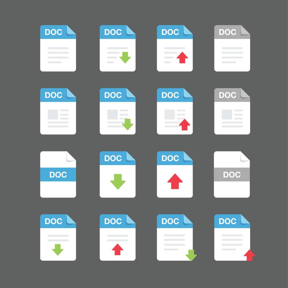 conjunto de iconos de archivos de documentos, elemento de diseño vectorial vector