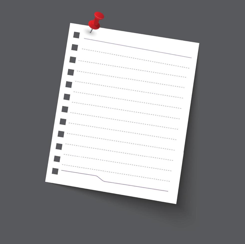 Note paper Isolate on gray background, Vector illustration