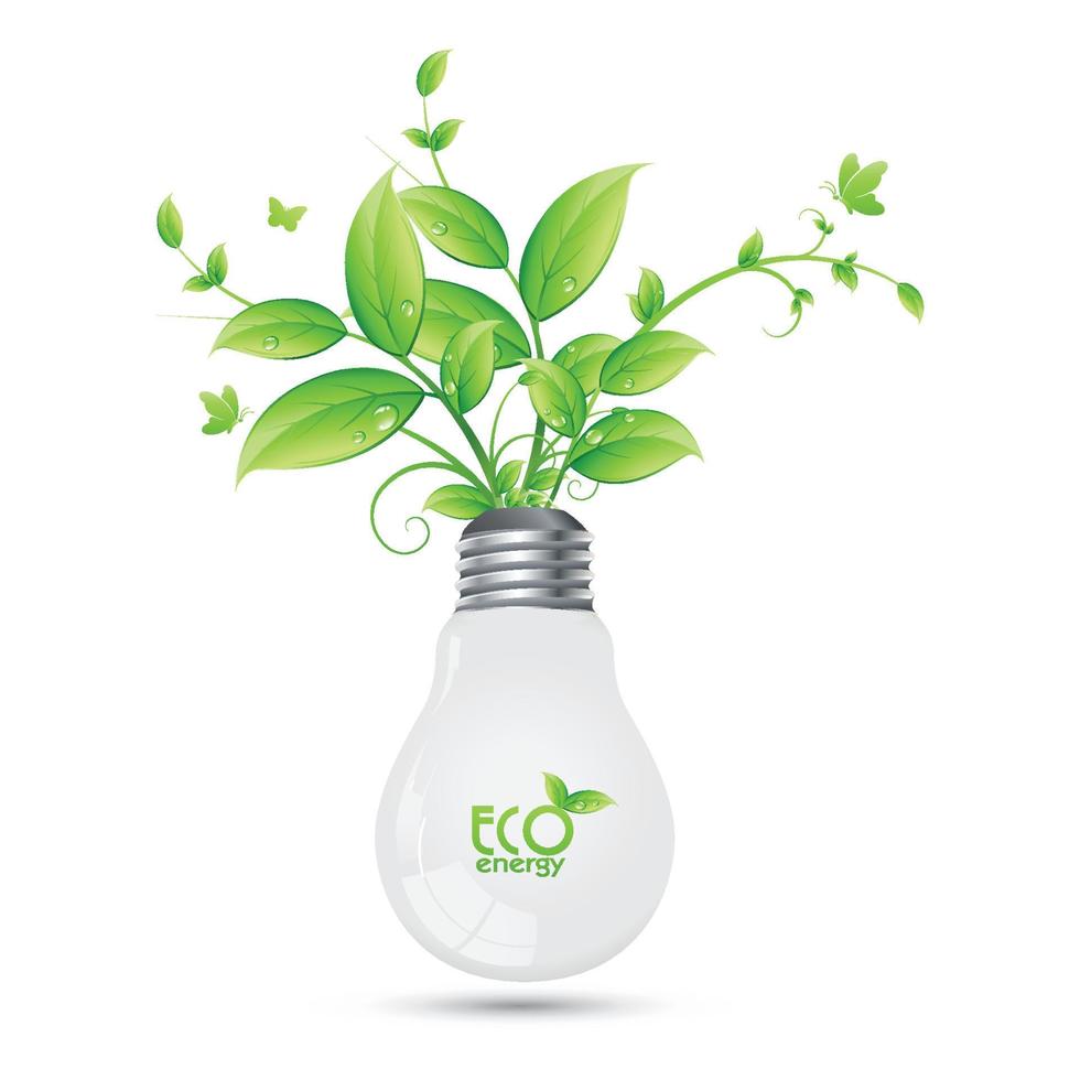 ECO Energy design with tree growing from bulbs.vector ilusstration vector