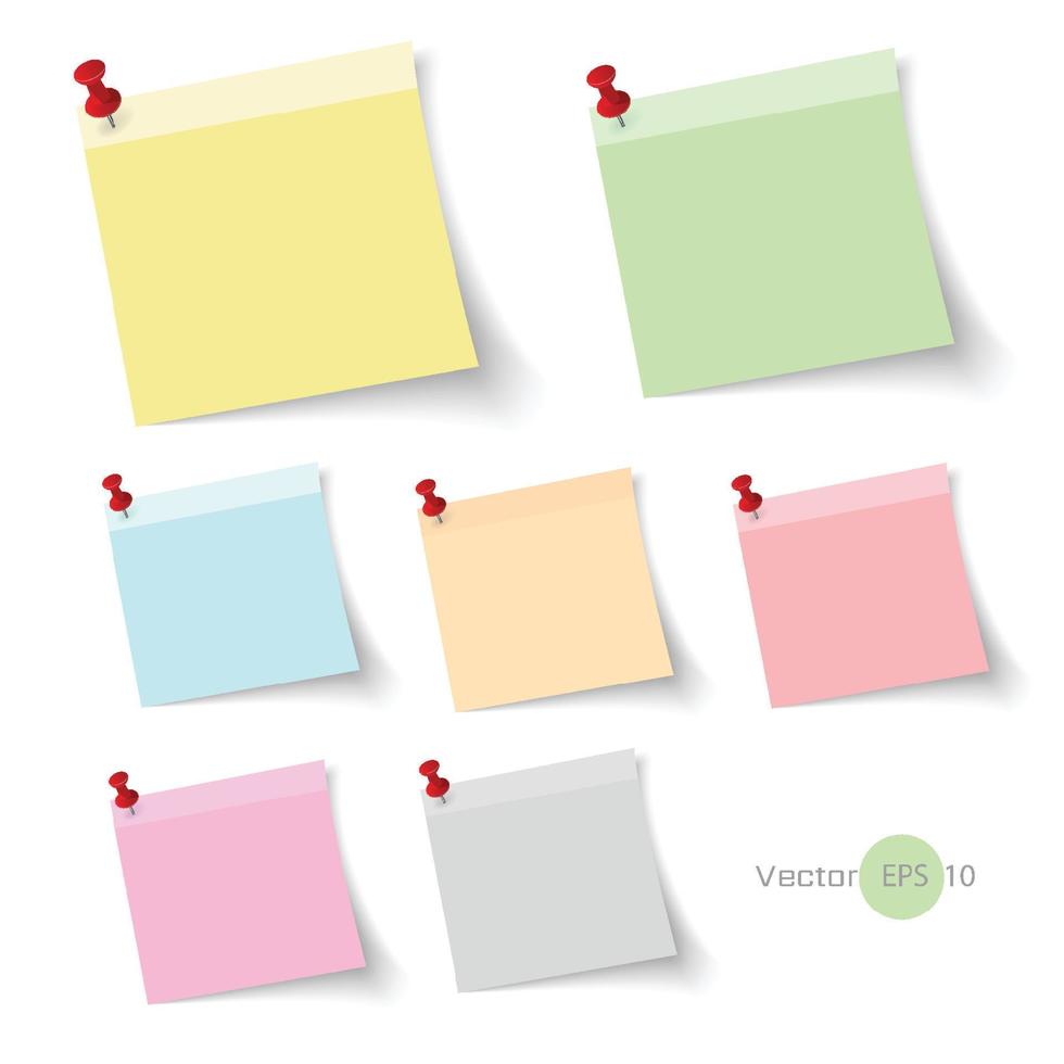 Stick note paper with Color set Isolate on white  background,Vector  Illustration vector