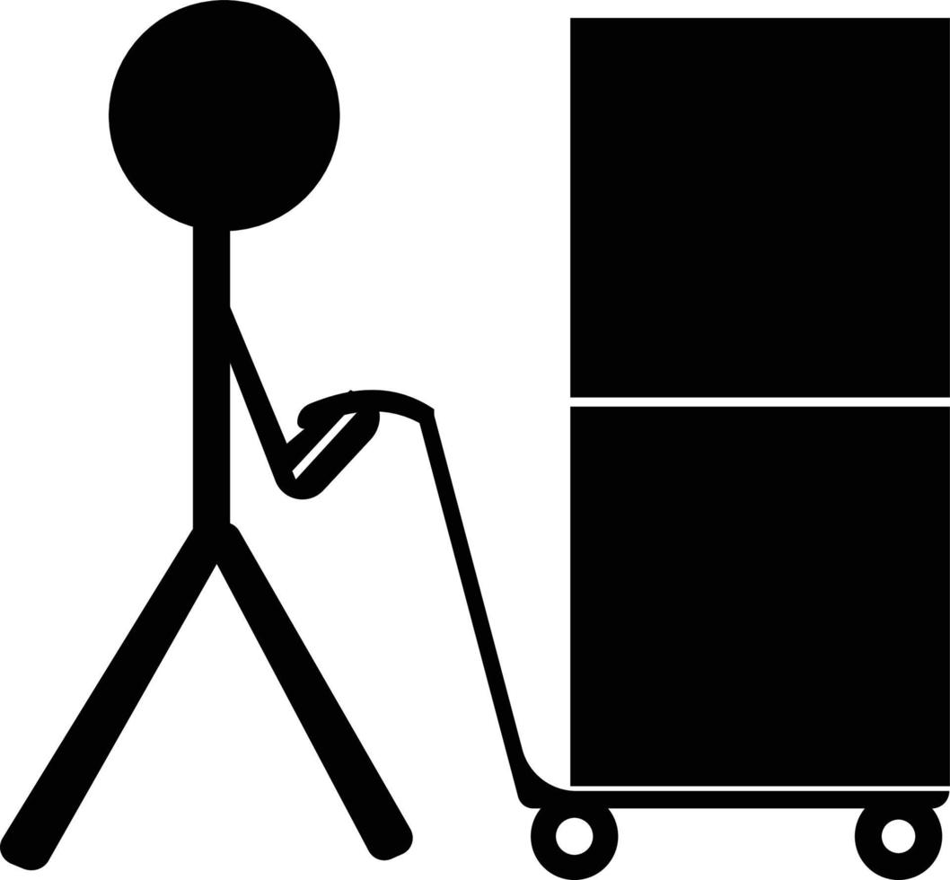 Black and white icon of people transporting cardboard vector