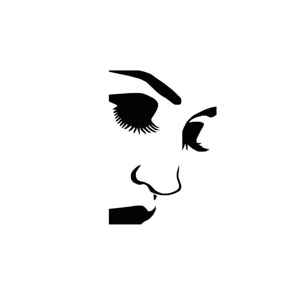 A vector of a beautiful woman's face on a white background