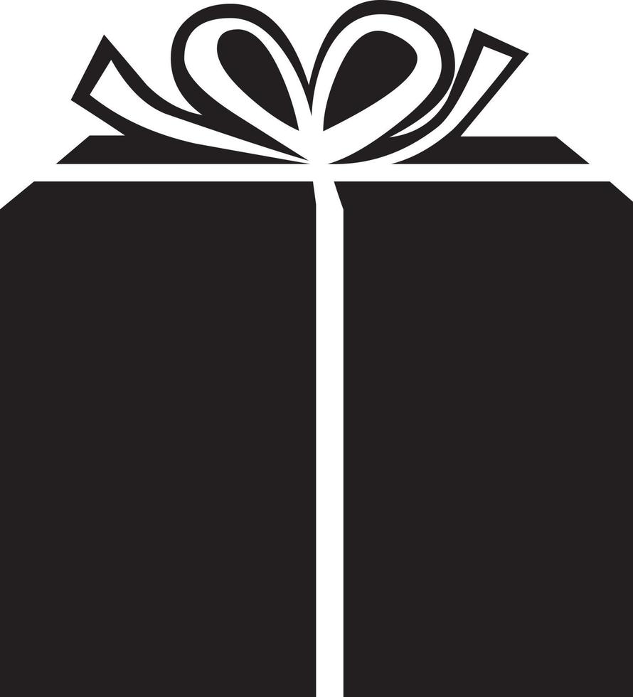 una ilustración de vector de icono de caja de regalo en blanco y negro