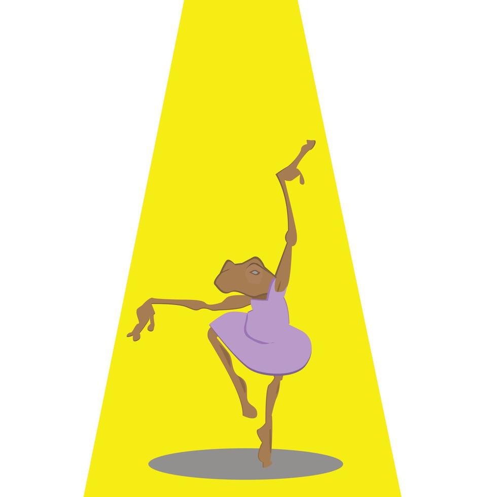 A vector illustration of a frog dancing on the stage