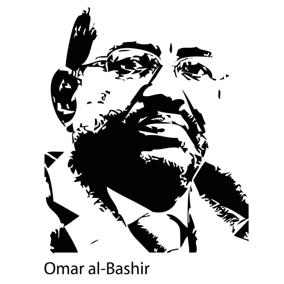 Vector Omar Hassan Ahmad al-Bashir on a white background.