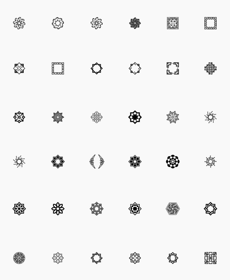 36 collections of ornaments with elegant shapes. A collection of ornaments for cover background materials, flyers, banners, certificates, brochures and others. Vector can be edited.