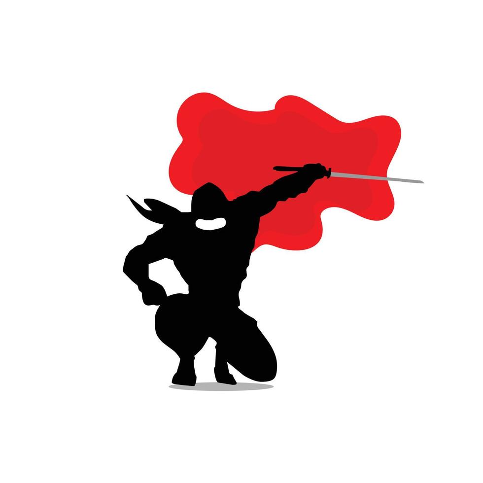 arte vectorial de ninja de dibujos animados sobre fondo blanco. vector para la imagen fresca de la camiseta de las artes marciales.