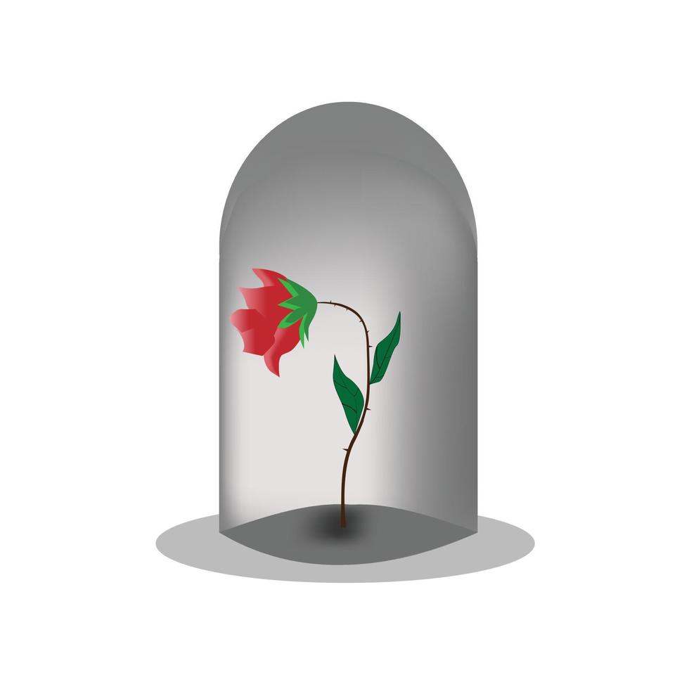 Vector red roses in a tube on a white background.