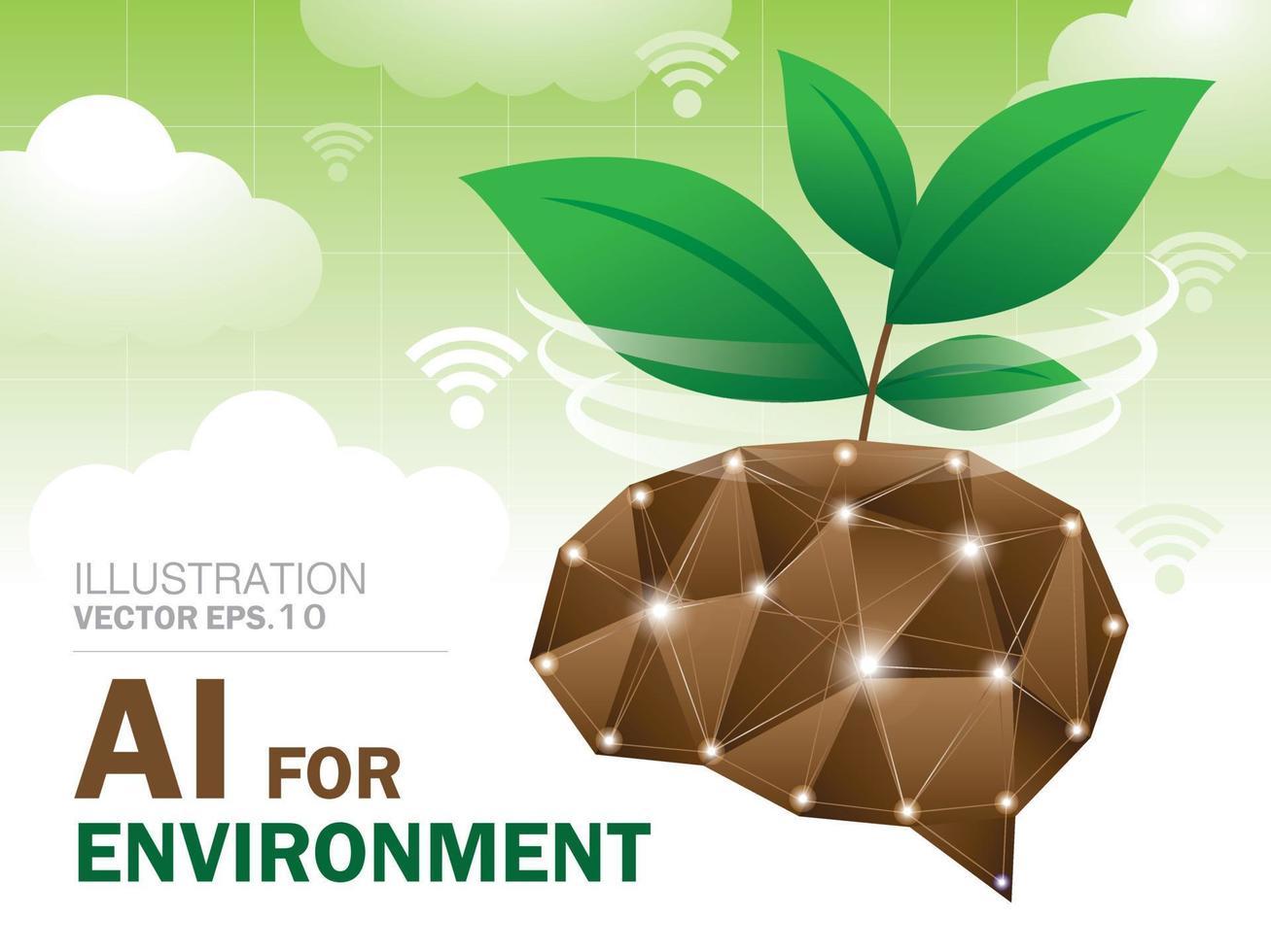 inteligencia artificial para el vector de ilustración ambiental con espacio de copia.