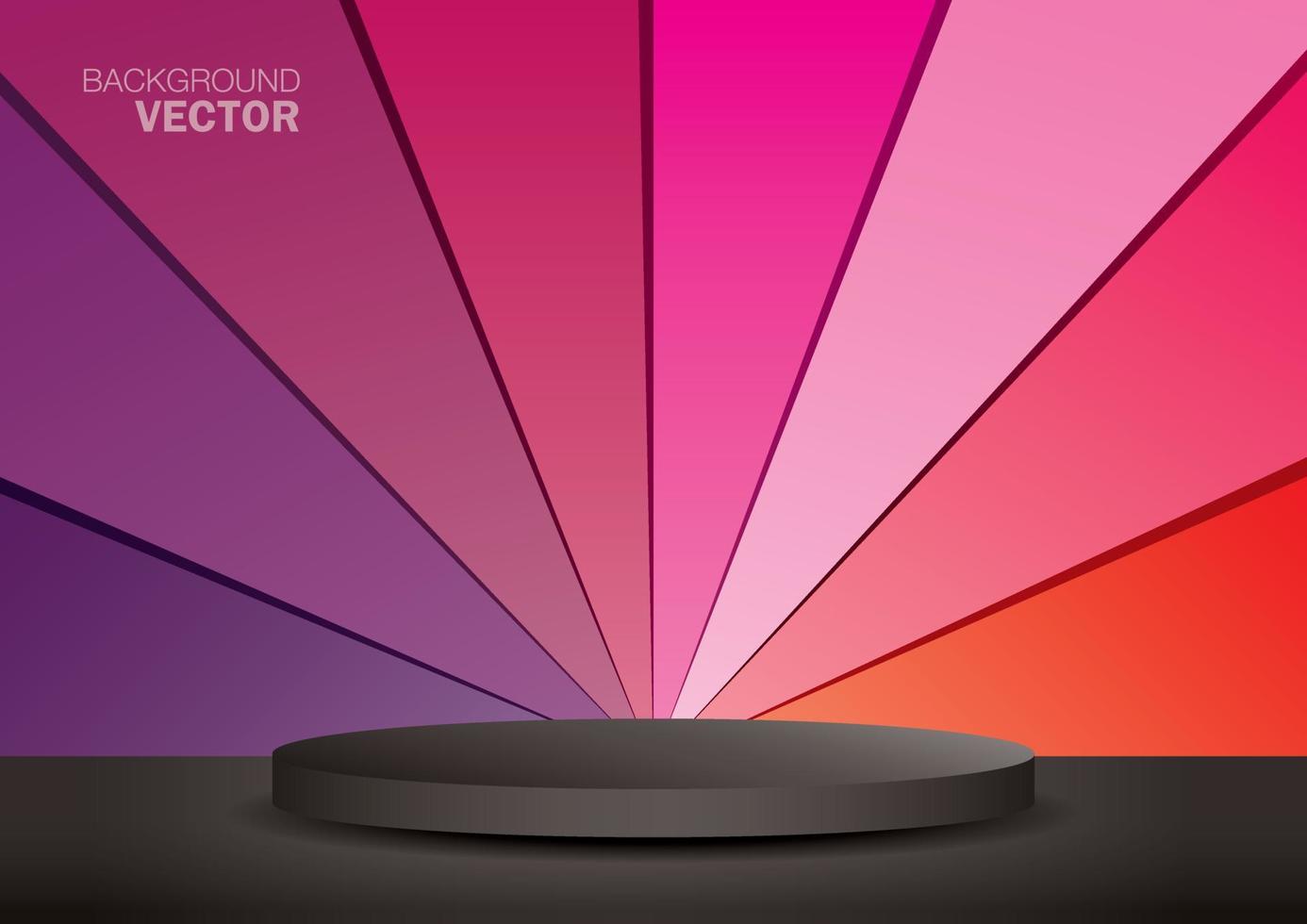 Cosmetic color shades background with black product podium 3d illustration vector. vector