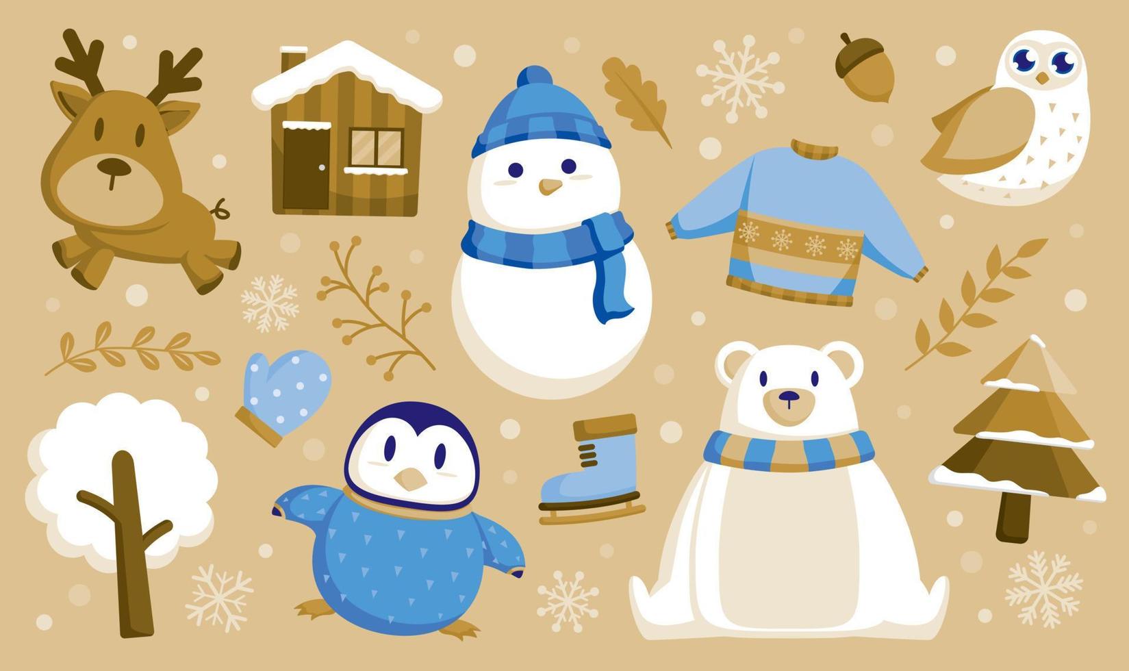 Cute winter elements graphic vector set for your winter theme artwork.