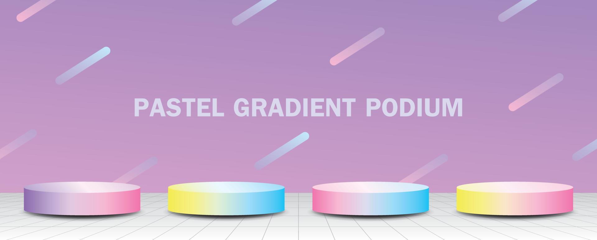 Cute circle podium 3D illustration vector set in pastel gradient color theme for putting your object.