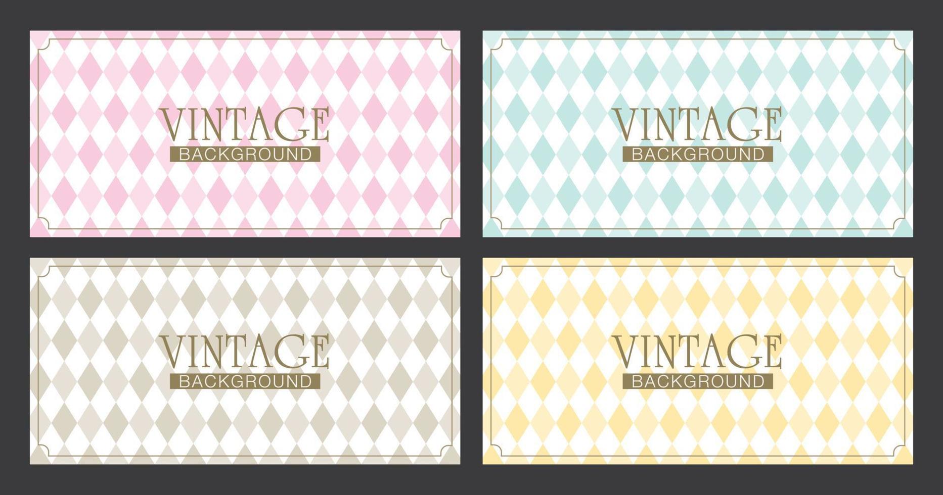 Diamond pattern background vector collection in vintage style.