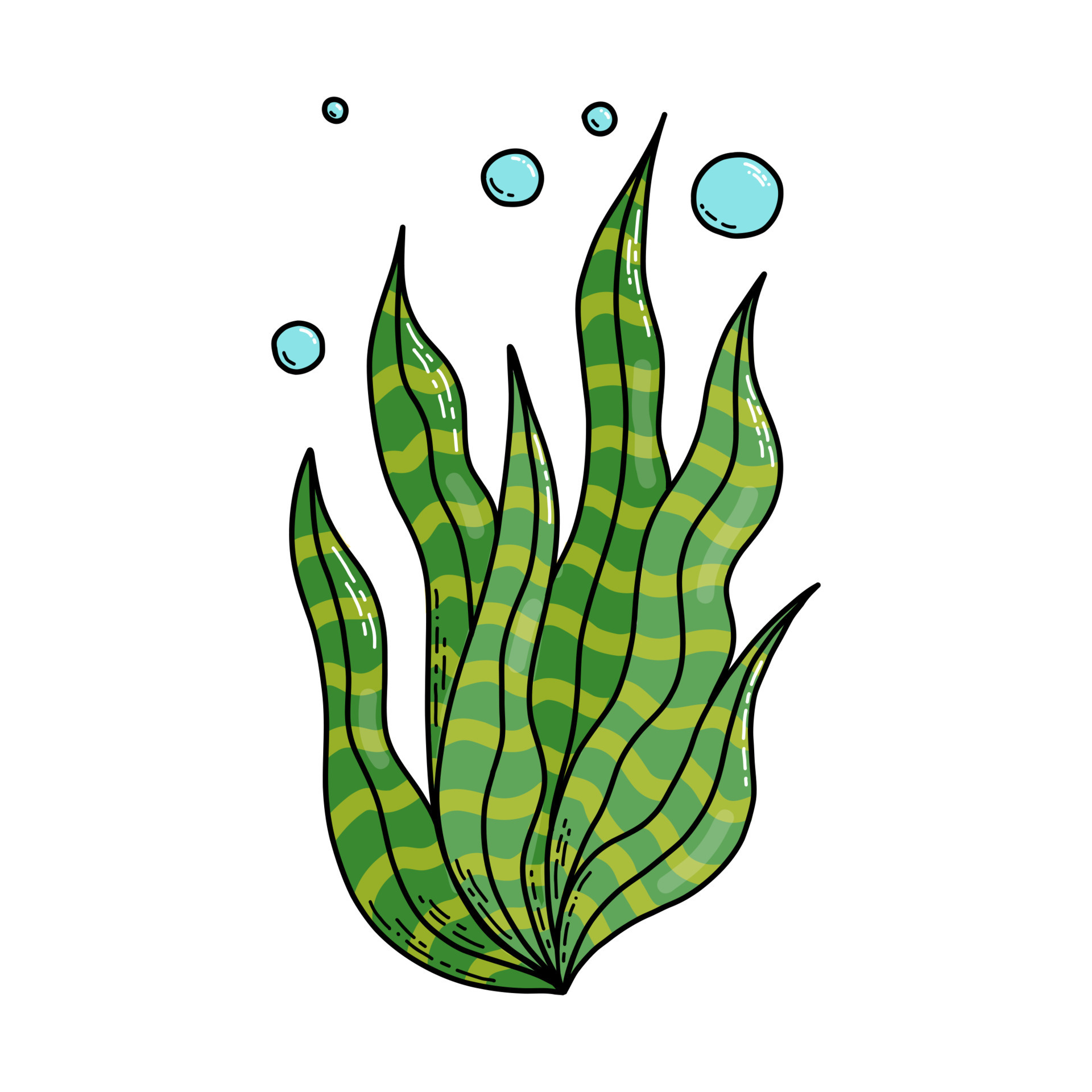 Cute doodle cartoon sea algae. Vector illustration. 7793814 Vector Art ...