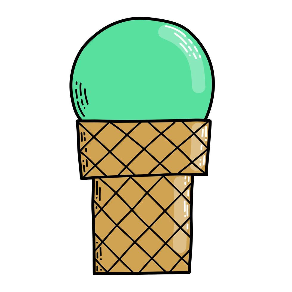 Vector illustration. Doodle ice cream isolated on white background.