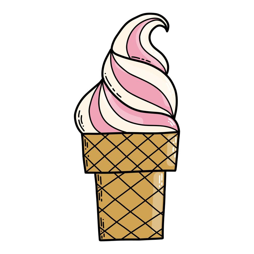 Vector illustration. Doodle ice cream isolated on white background.