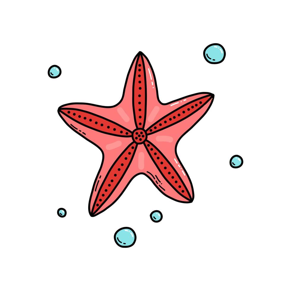 lindas estrellas de mar de dibujos animados de garabatos. ilustración vectorial vector