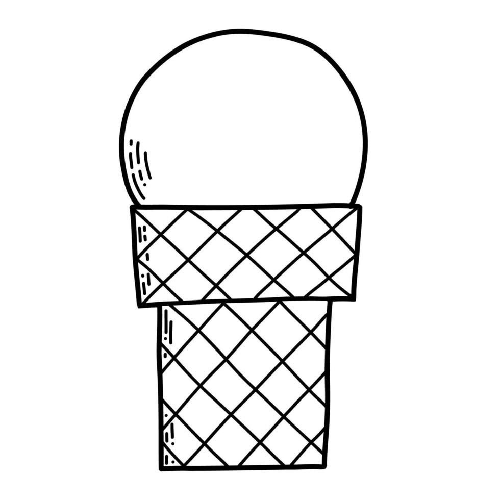 ilustración vectorial helado de fideos aislado sobre fondo blanco. página para colorear para niños. vector