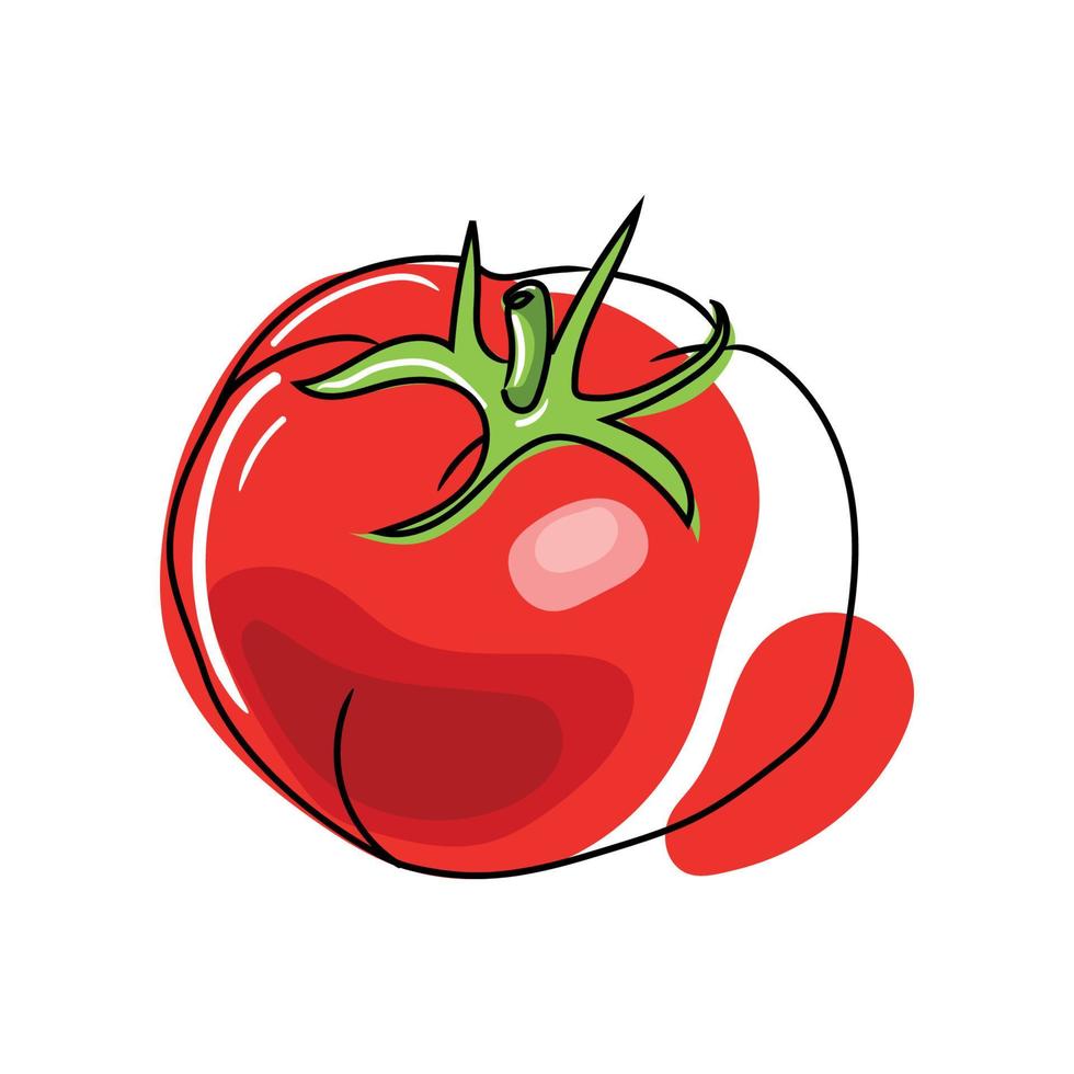 dibujo vectorial de tomate tomate aislado en estilo abstracto. ilustración de estilo de arte vegetal. comida vegetariana saludable. gran elemento para etiqueta, emblema, logotipo, diseño de carteles vector