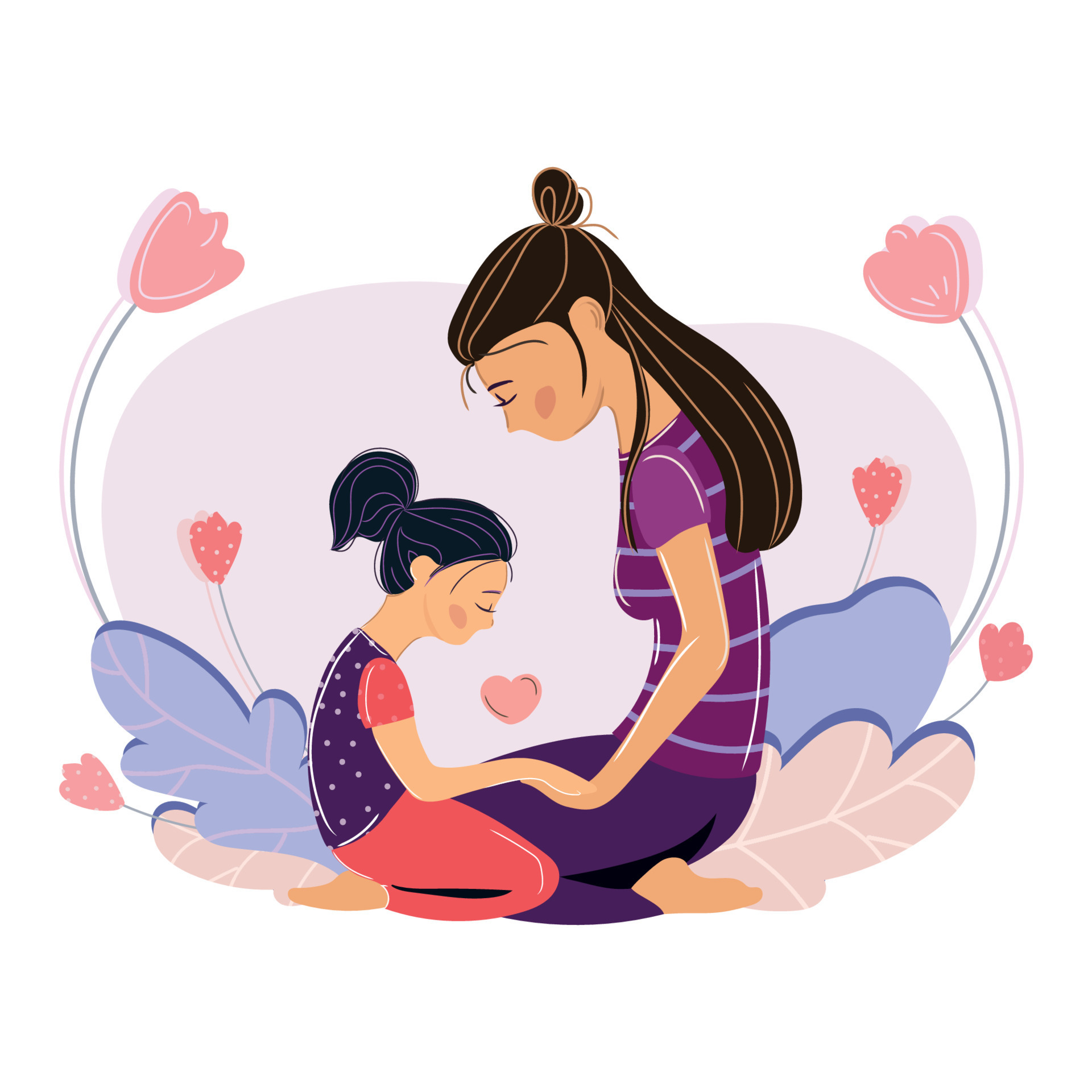 Young mother with little daughter communicate vector cartoon   parents and children  mental   Mother's Day 7794129 Vector Art at Vecteezy