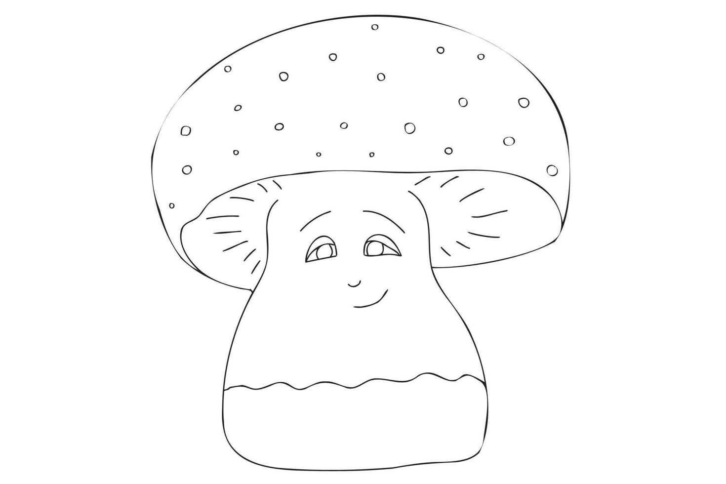 Mushrooms are painted in black and white, have a kind face, you can use them when printing postcards, clothes vector