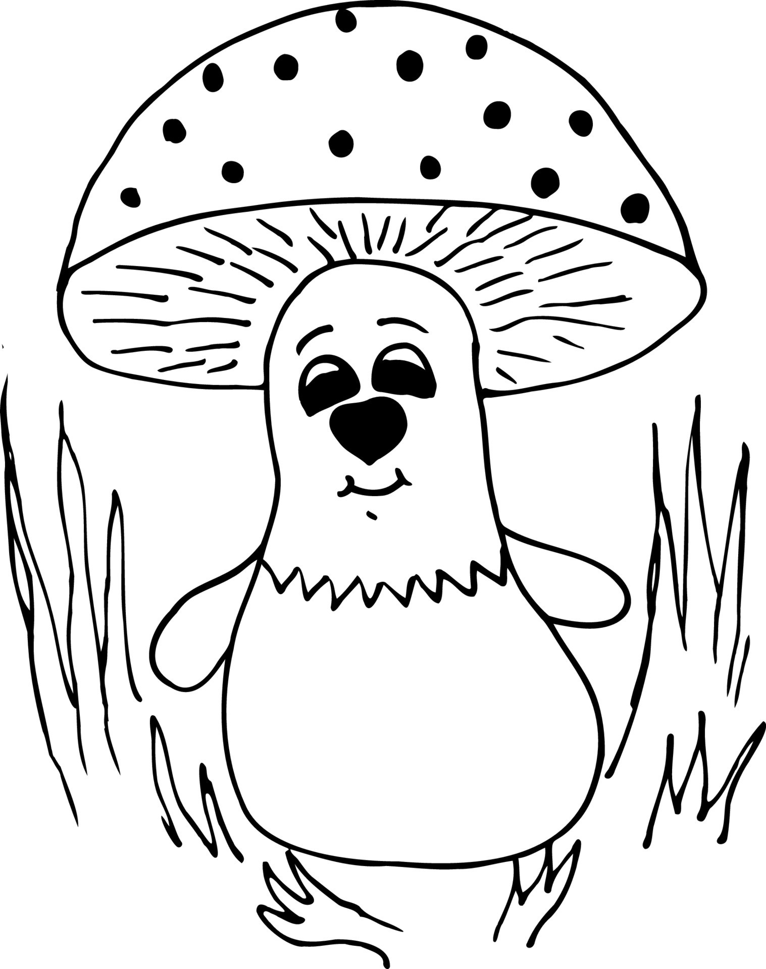 Cute cartoon mushroom charcter illustralion. Drown line art wit black lhin  line 7794159 Vector Art at Vecteezy