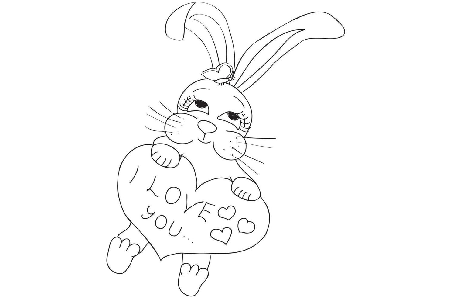Rabbit in hand with heart overhead butterfly, designed for March 8, Valentine's, Christmas vector