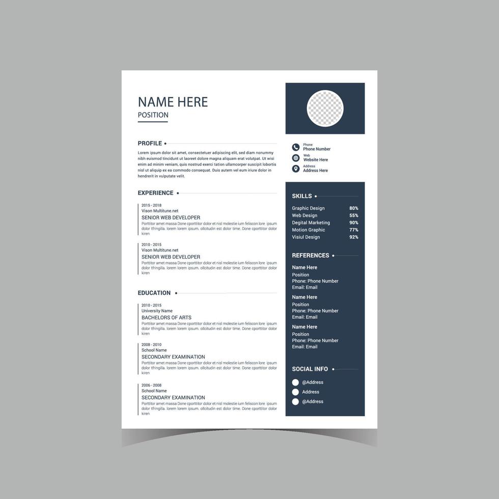 Modern cv or resume design template vector