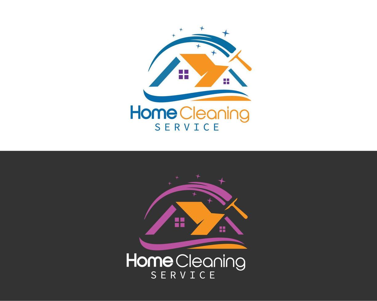 concepto de logotipo de limpieza del hogar brillante vector